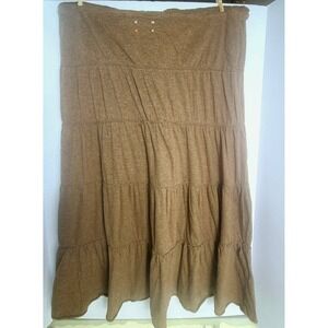 American Eagle Brown Tiered Maxi Skirt Boho Drawstring Waist Ruffle Detail L